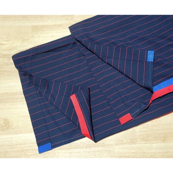 La Ligne Navy Blue Elastic Waist Red & Blue Piping Dress Pants - Picture 6 of 9